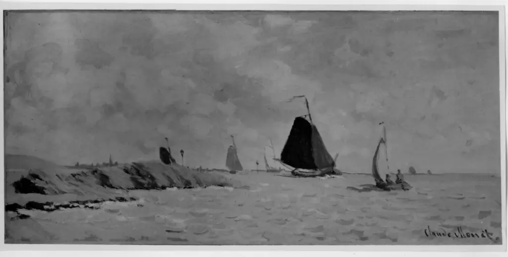 Anonimo , Monet, Claude - sec. XIX - Barche alla foce dell'Escaut , fronte
