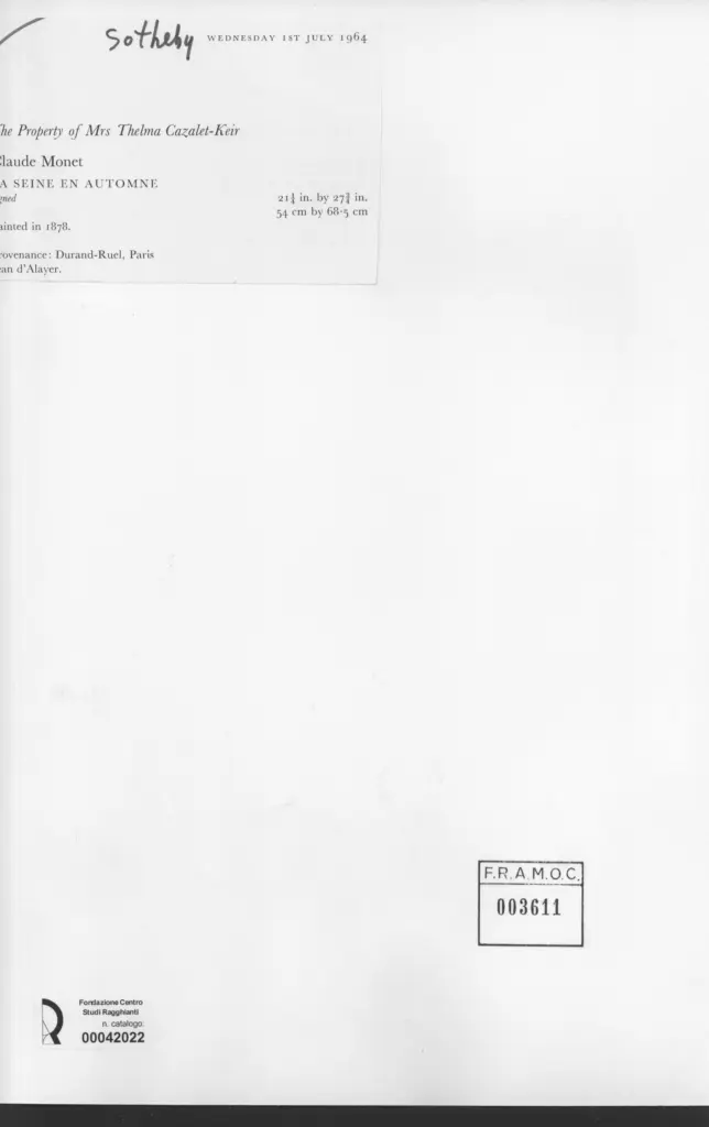 Anonimo , Monet, Claude - sec. XIX - La Seine en automne , retro