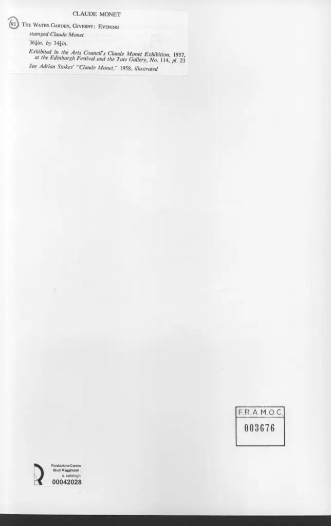 Anonimo , Monet, Claude - sec. XIX - The water garden, Giverny: evening , retro
