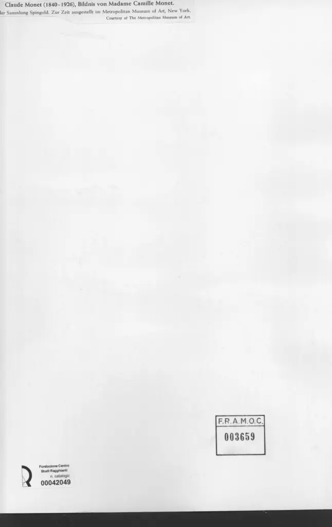 Anonimo , Monet, Claude - sec. XIX - Bildnis von Madame Camille Monet , retro
