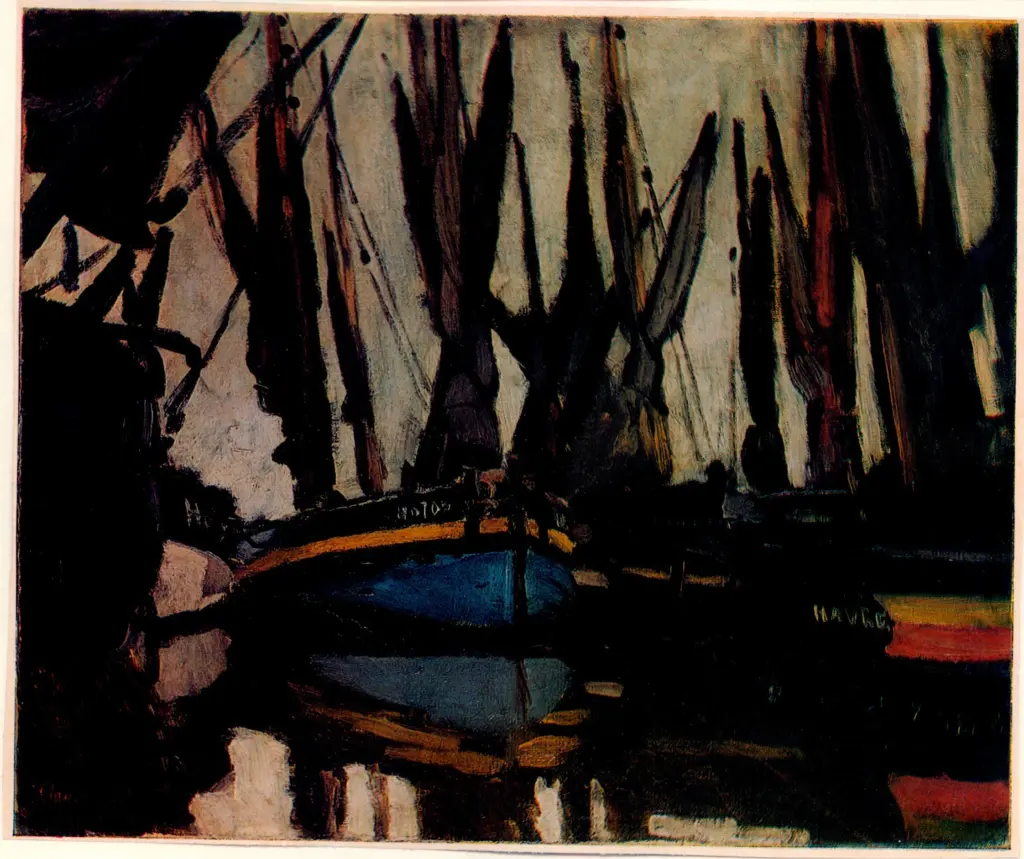 Anonimo , Monet, Claude - sec. XIX - Monet's harbor of Le Havre, Fishing Smack , fronte