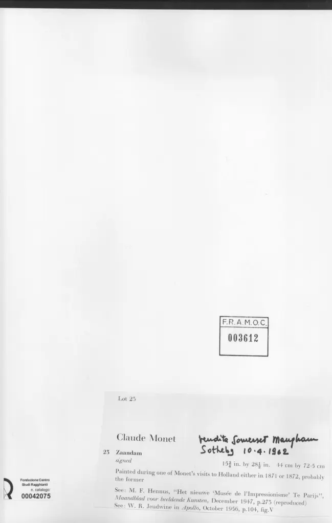 Anonimo , Monet, Claude - sec. XIX - Zaandam , retro