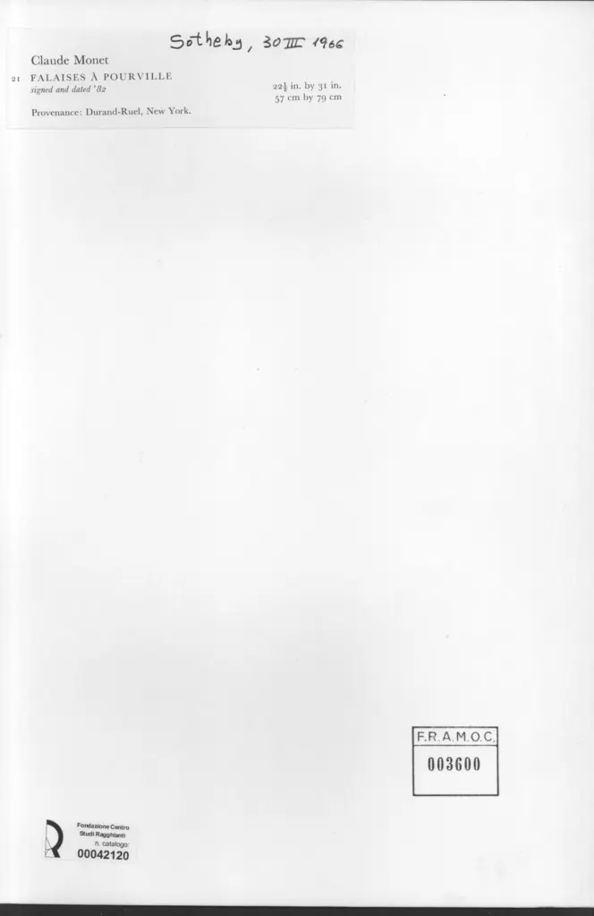 Anonimo , Monet, Claude - sec. XIX - Falaises &agrave; Pourville , retro