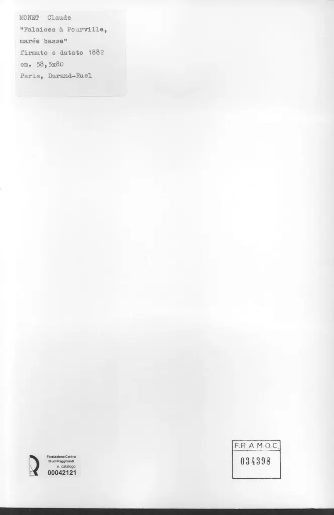 Anonimo , Monet, Claude - sec. XIX - Falaises à Pourville, marée basse , retro