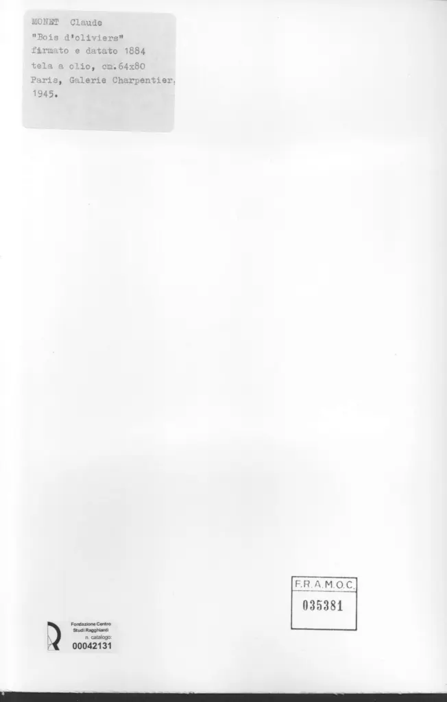 Anonimo , Monet, Claude - sec. XIX - Bois d'oliviers , retro