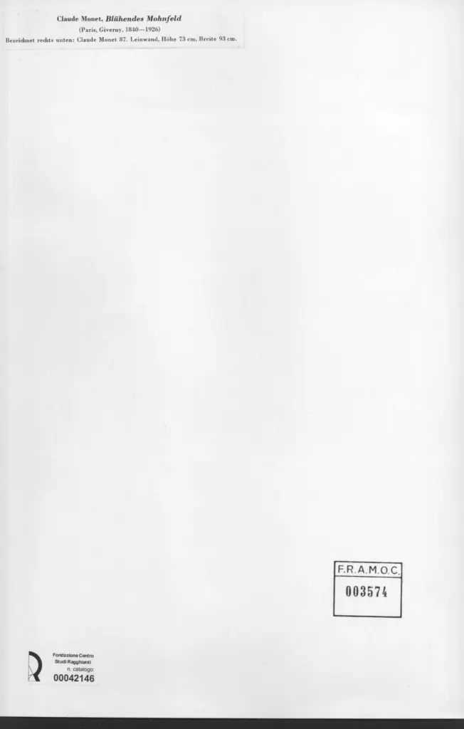 Anonimo , Monet, Claude - sec. XIX - Bluhendes Mohnfeld , retro