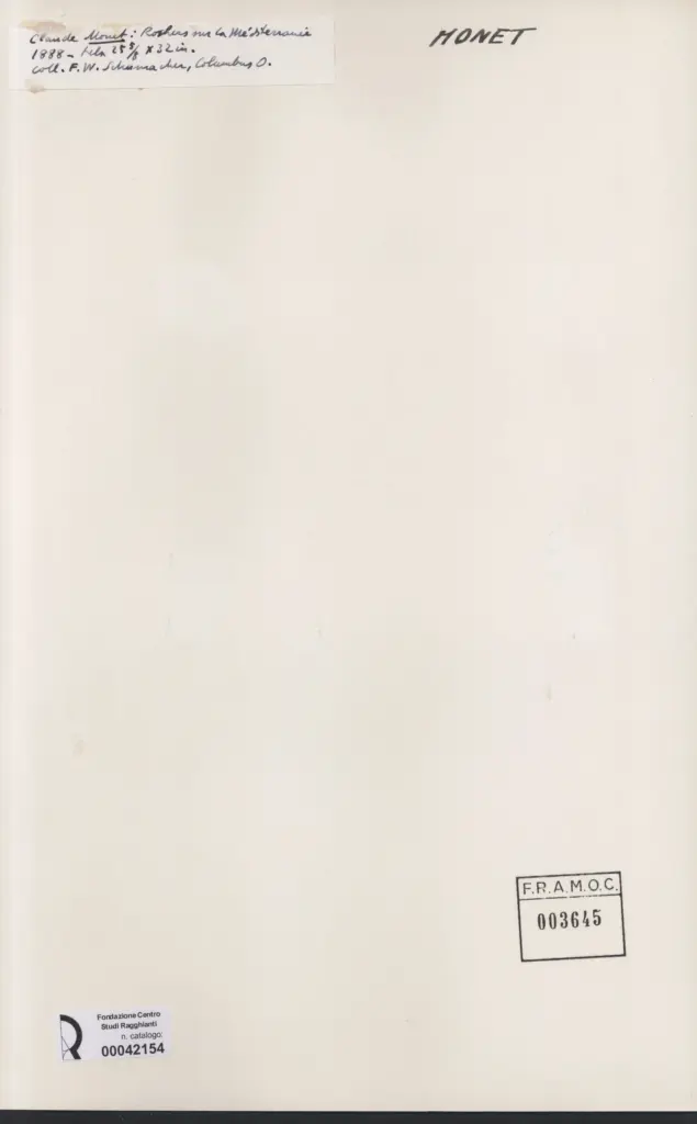 Anonimo , Monet, Claude - sec. XIX - Rochers sur la Mèditerranée , retro