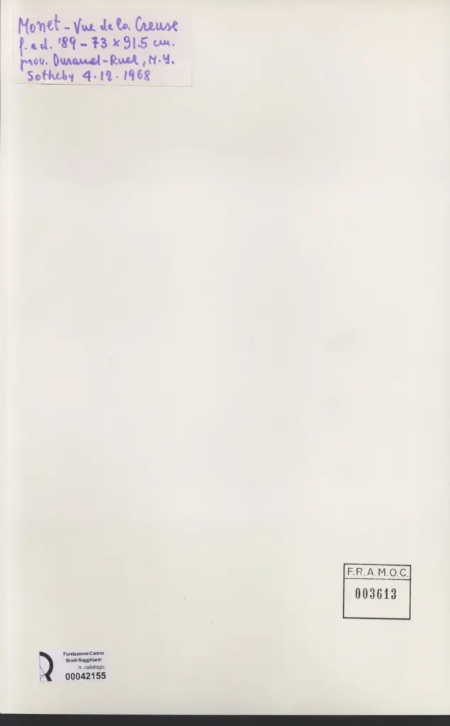 Anonimo , Monet, Claude - sec. XIX - Vue de la Creuse , retro