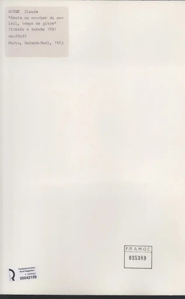 Anonimo , Monet, Claude - sec. XIX - Meule au coucher du soleil, temps de givre , retro