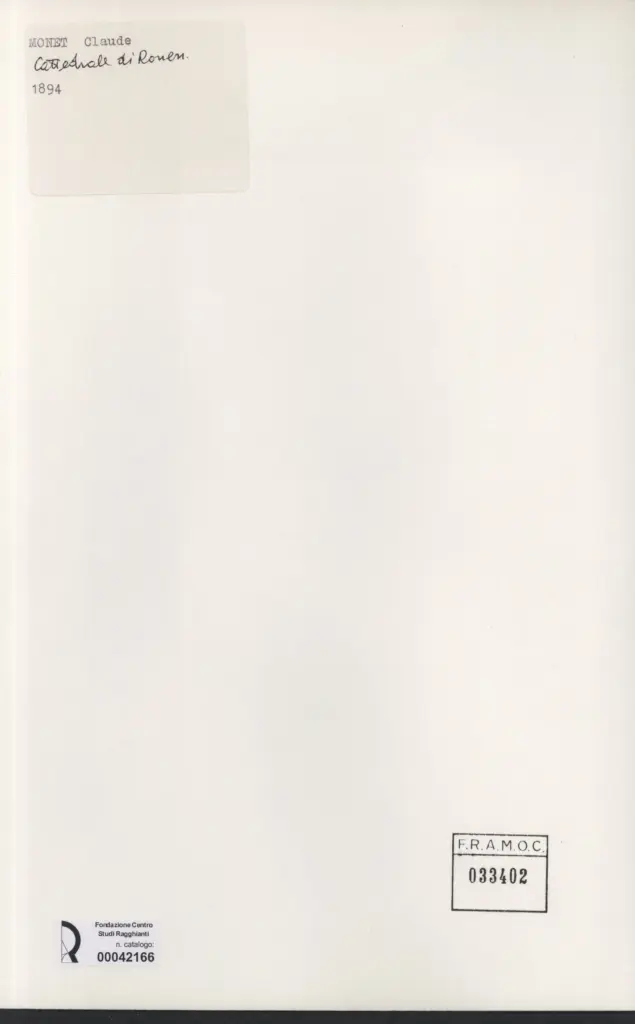 Anonimo , Monet, Claude - sec. XIX - Cattedrale di Rouen , retro