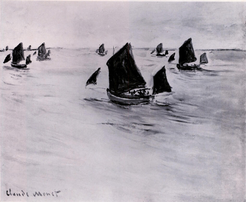 Anonimo , Monet, Claude - sec. XIX - Bateaux de peches, au large de Pourville , fronte