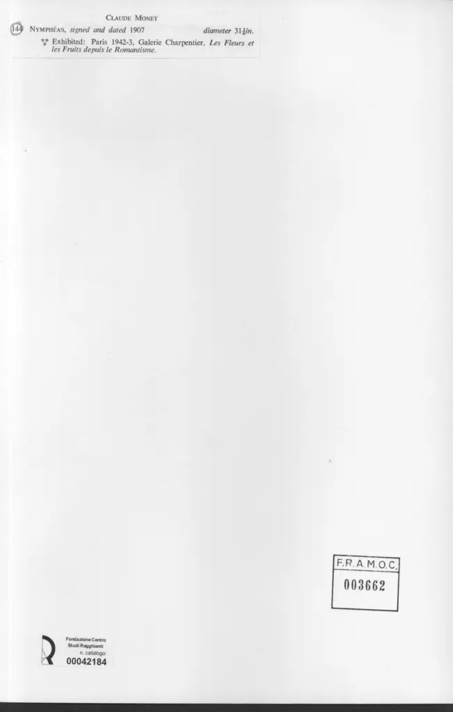 Anonimo , Monet, Claude - sec. XX - Nymph&eacute;as , retro