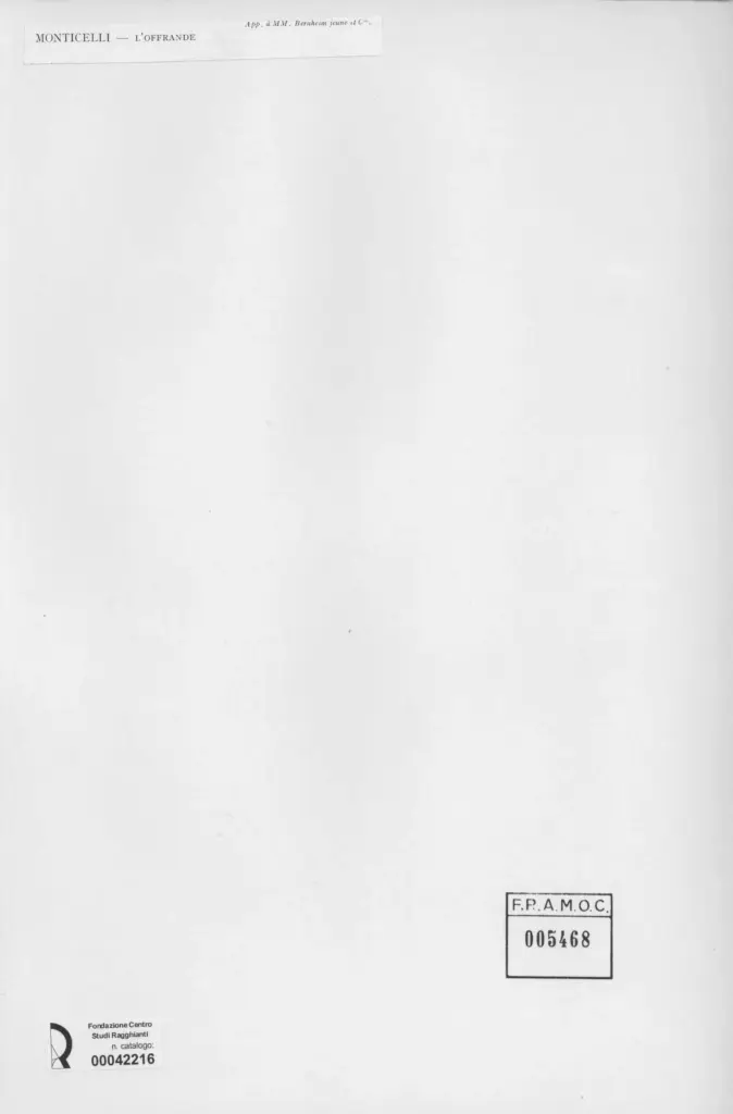 Anonimo , Monticelli, Adolphe - sec. XIX - L'offrande , retro