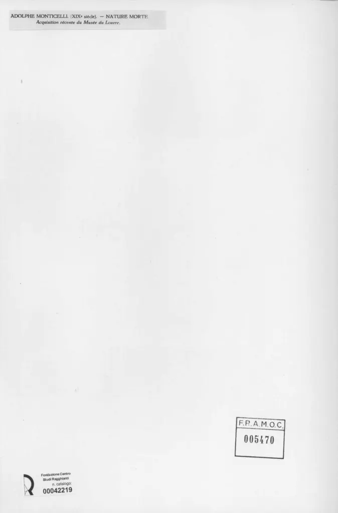Anonimo , Monticelli, Adolphe - sec. XIX - Nature morte , retro