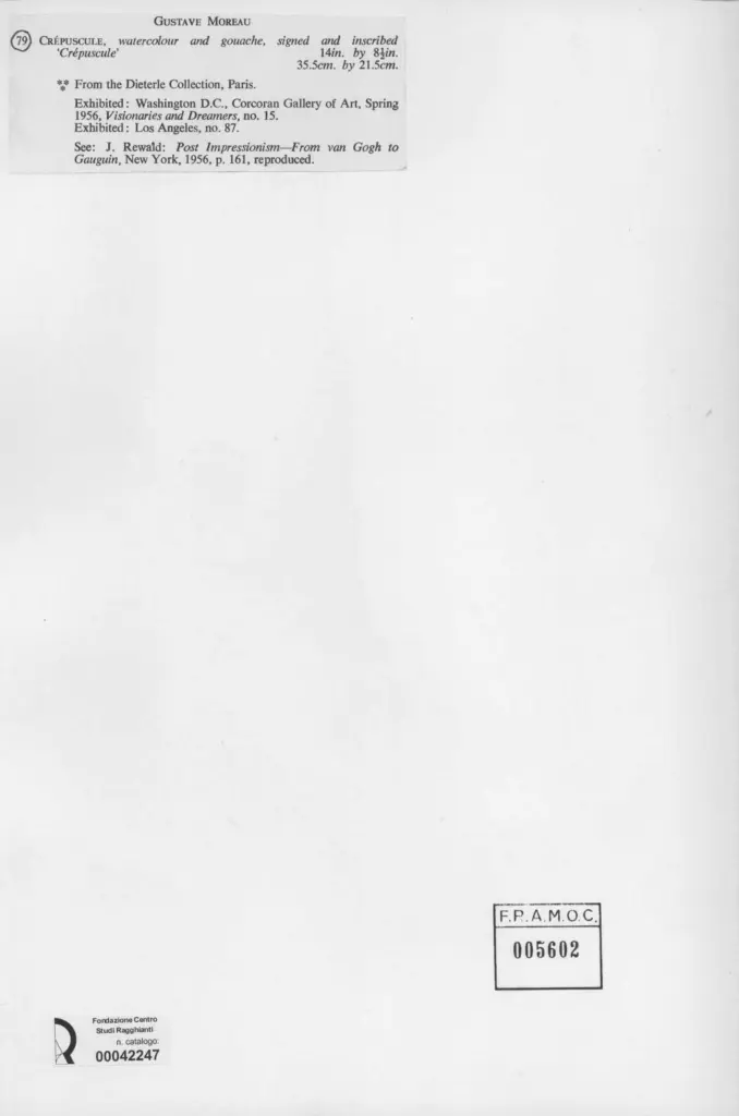 Anonimo , Moreau, Gustave - sec. XIX - Cr&eacute;puscule , retro