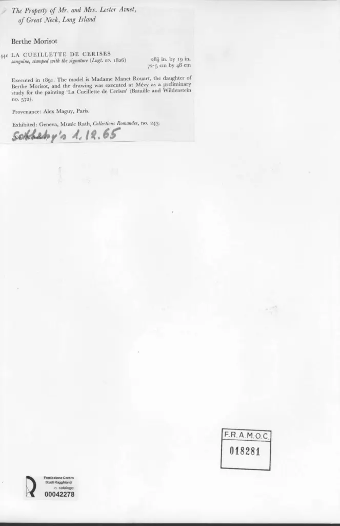 Anonimo , Morisot, Berthe - sec. XIX , retro