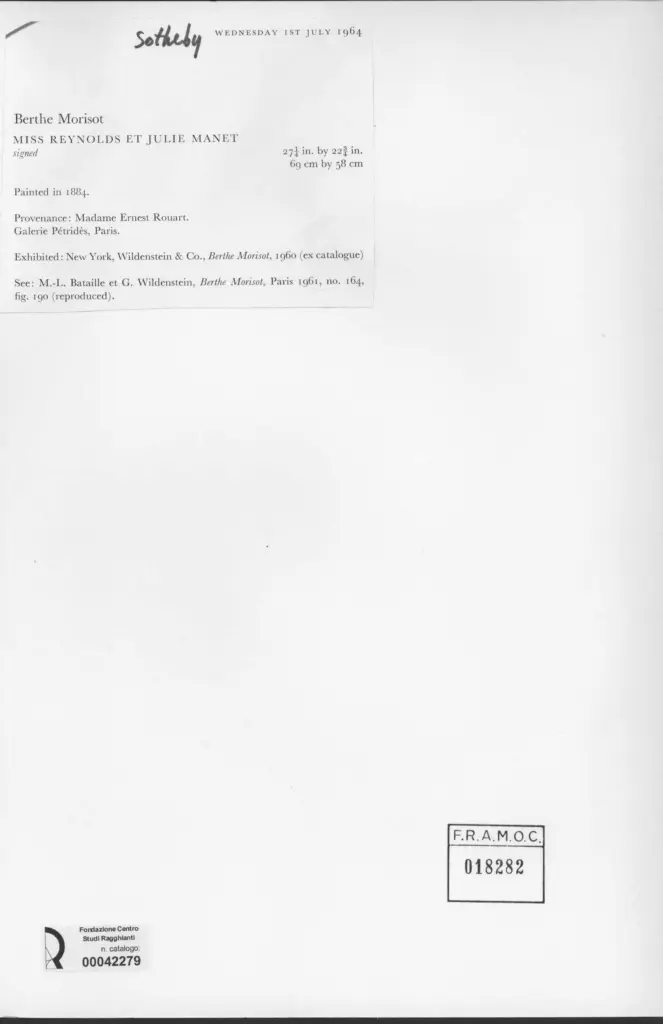 Anonimo , Morisot, Berthe - sec. XIX , retro