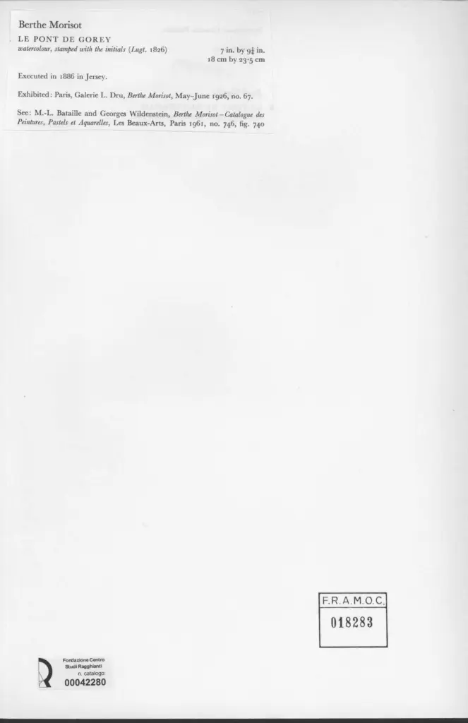 Anonimo , Morisot, Berthe - sec. XIX - Le pont de Gorey , retro