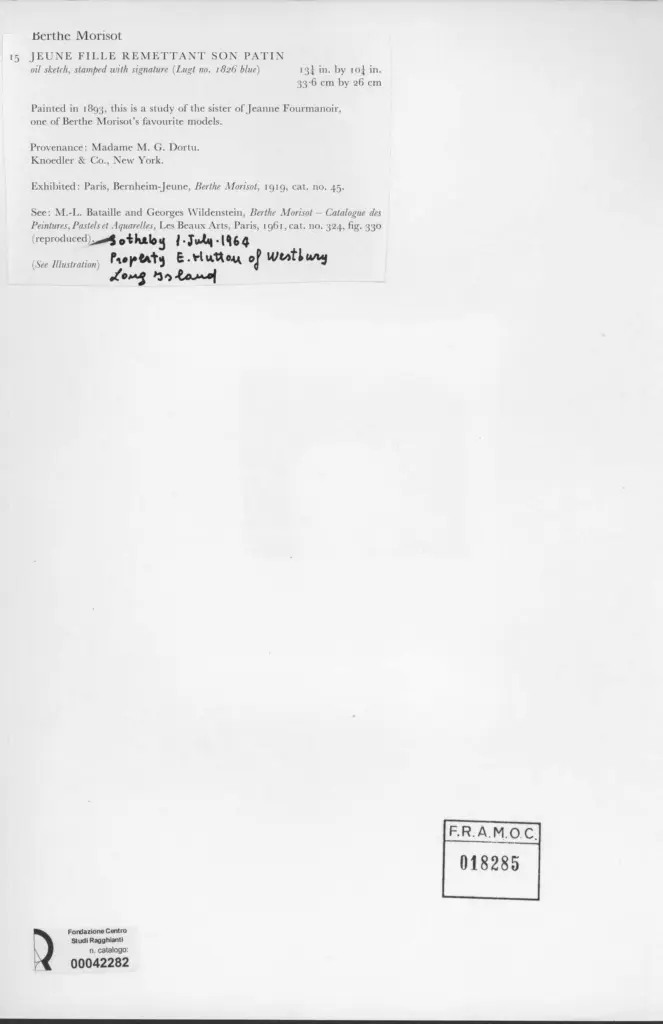 Anonimo , Morisot, Berthe - sec. XIX , retro