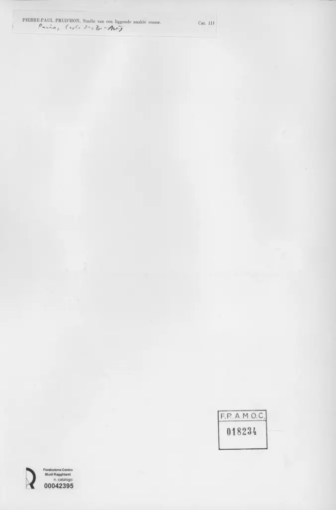 Anonimo , Prud'hon, Pierre-Paul - sec. XIX - Studie van een liggende naakte vrouw , retro