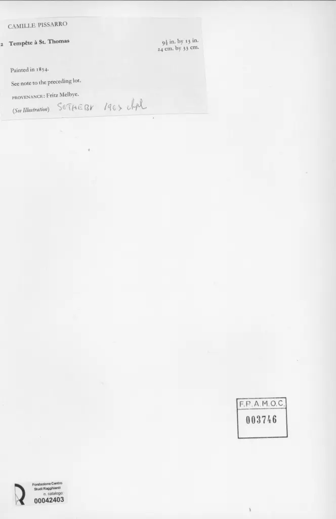 Anonimo , Pissarro, Camille - sec. XIX - Temp&ecirc;te &agrave; St. Thomas , retro