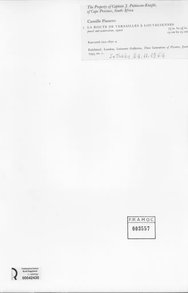 Anonimo , Pissarro, Camille - sec. XIX - La route de Versailles &agrave; Louveciennes , retro
