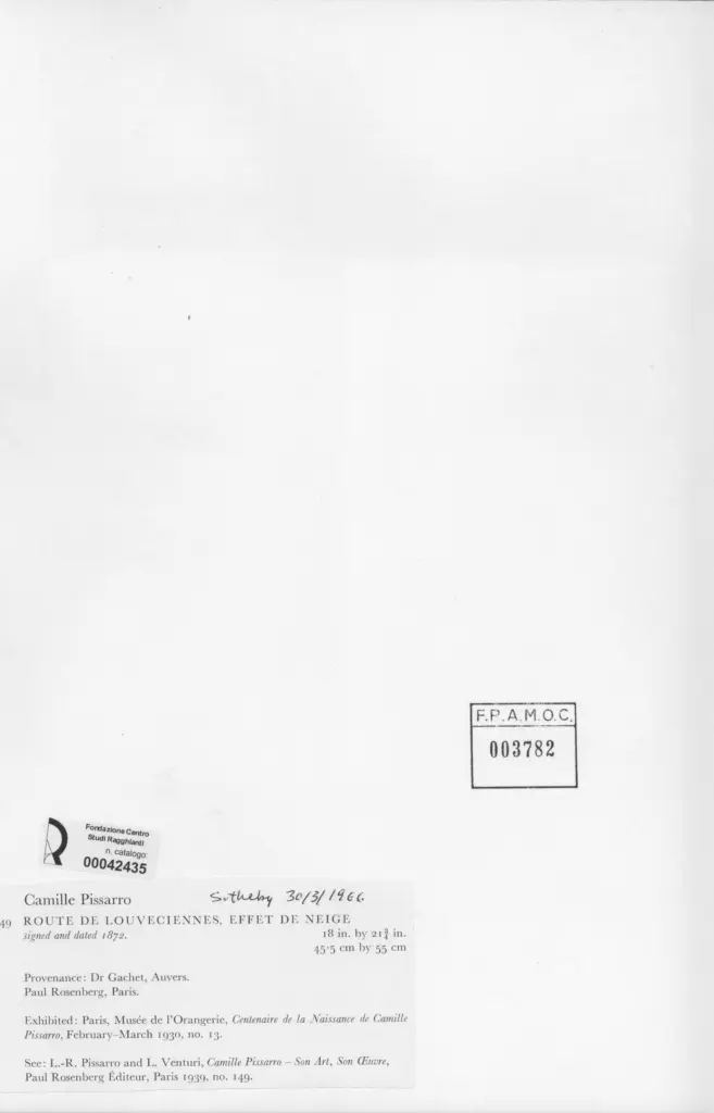 Anonimo , Pissarro, Camille - sec. XIX - Route de Louveciennes, effet de Neige , retro