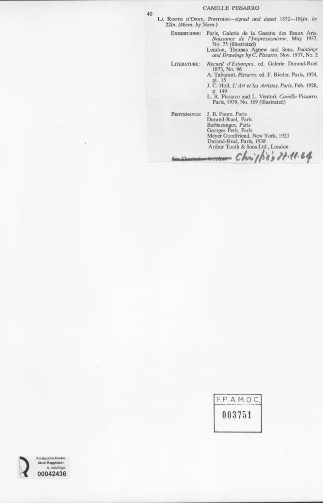 Anonimo , Pissarro, Camille - sec. XIX , retro