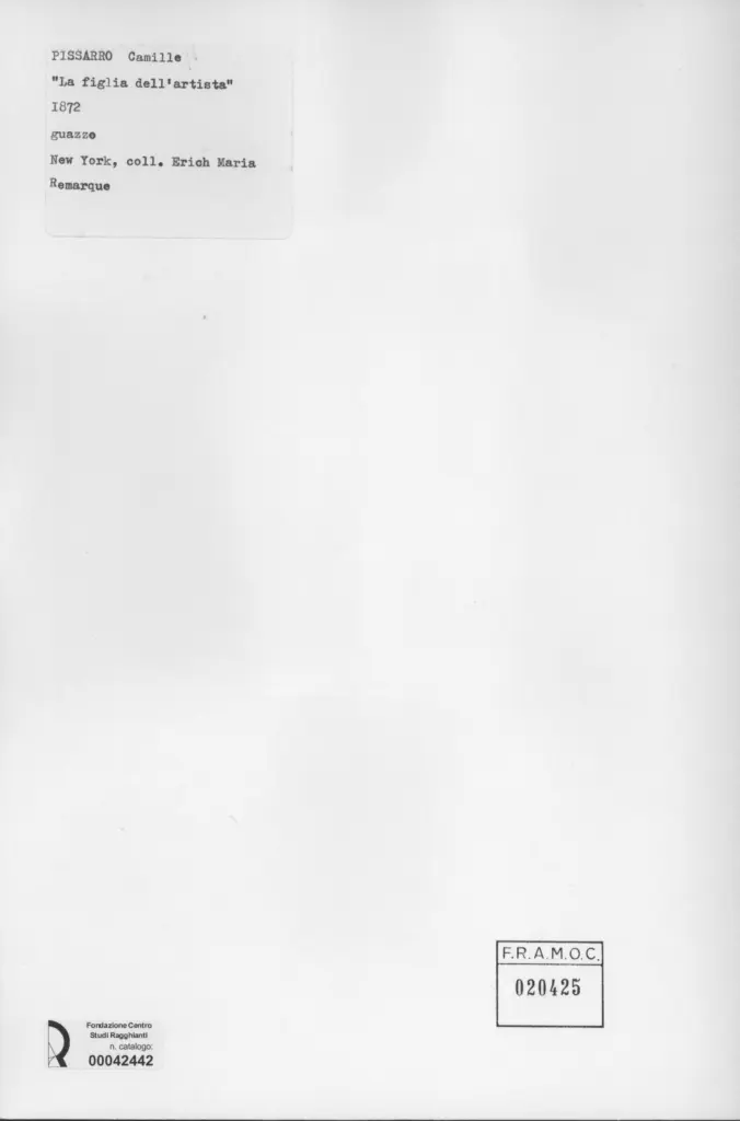 Anonimo , Pissarro, Camille - sec. XIX - La figlia dell'artista , retro