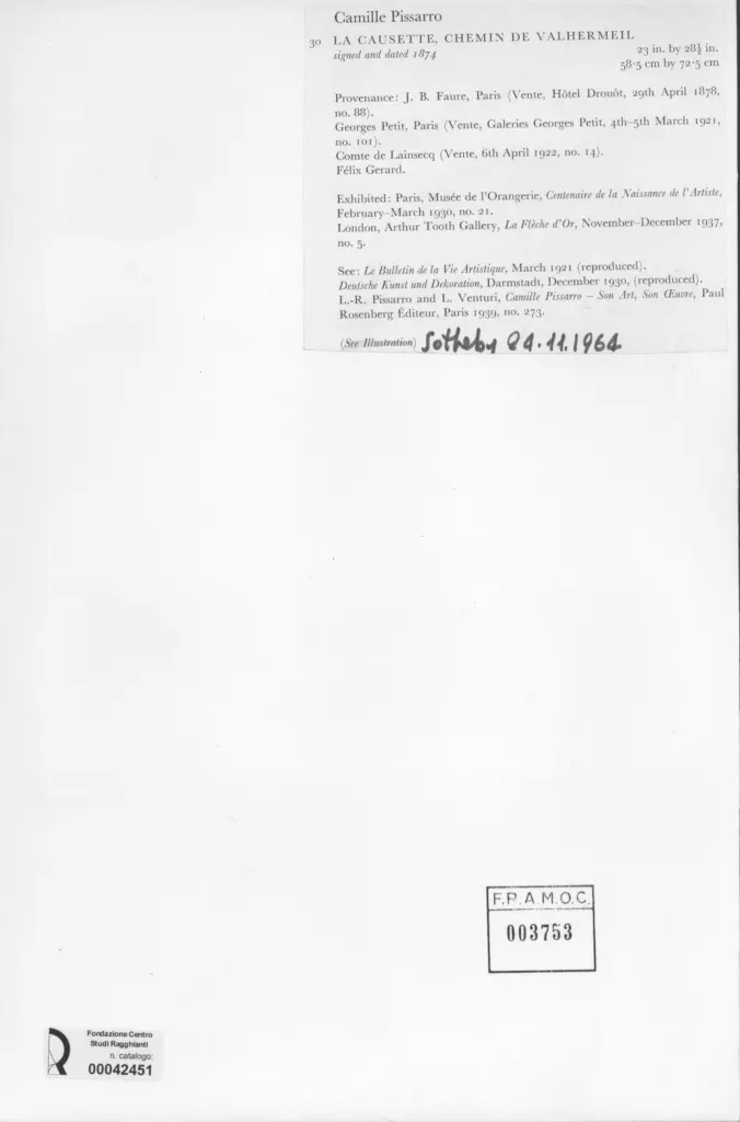 Anonimo , Pissarro, Camille; sec. XIX , retro