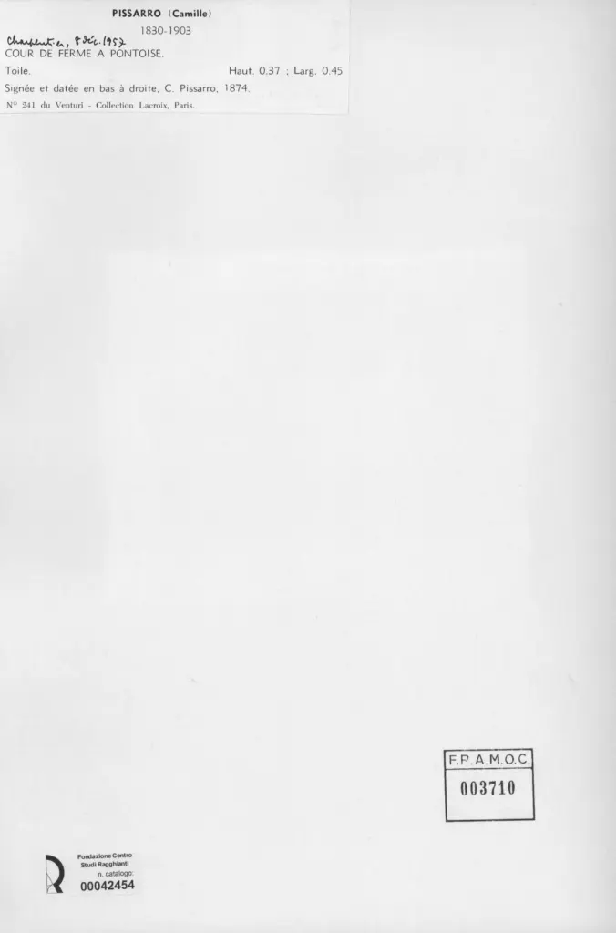 Anonimo , Pissarro, Camille - sec. XIX - Cour de ferme a Pontoise , retro