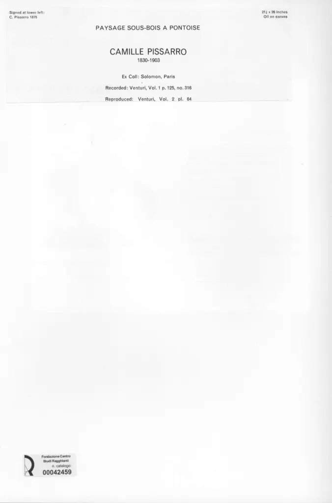 Anonimo , Pissarro, Camille - sec. XIX - Paysage sous - bois a Pontoise , retro
