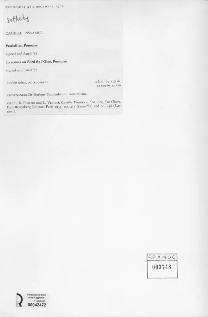 Anonimo , Pissarro, Camille - sec. XIX - Poulailler, Pontoise. Laveuses au Bord de l'Oise. Pontoisr , retro