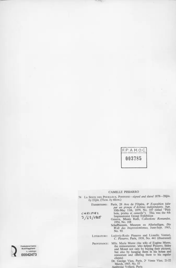 Anonimo , Pissarro, Camille - sec. XIX - La Sente des Pouilleux. Pontoise , retro