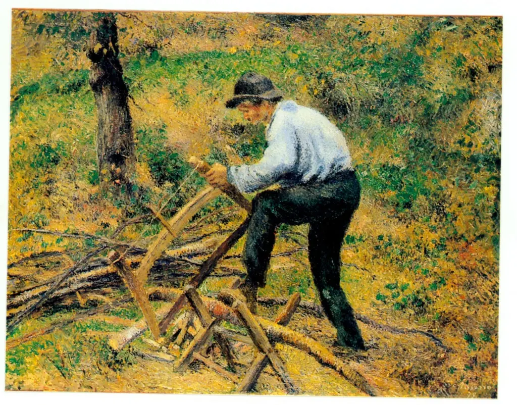 Anonimo , Pissarro, Camille - sec. XIX - Le p&egrave;re Melon sciant du bois &agrave; Pontoise , fronte