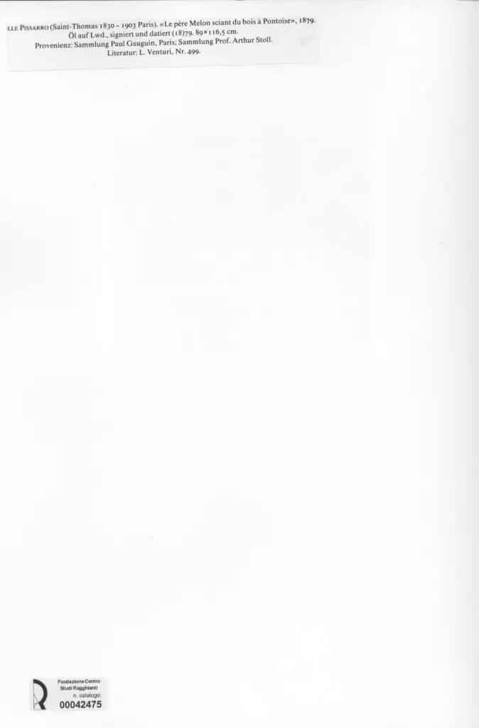 Anonimo , Pissarro, Camille - sec. XIX - Le p&egrave;re Melon sciant du bois &agrave; Pontoise , retro