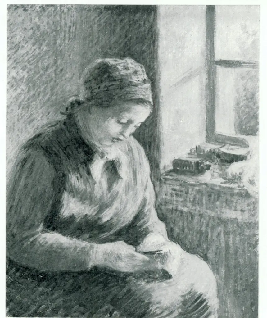 Anonimo , Pissarro, Camille - sec. XIX - Femme Raccommodant des bas , fronte