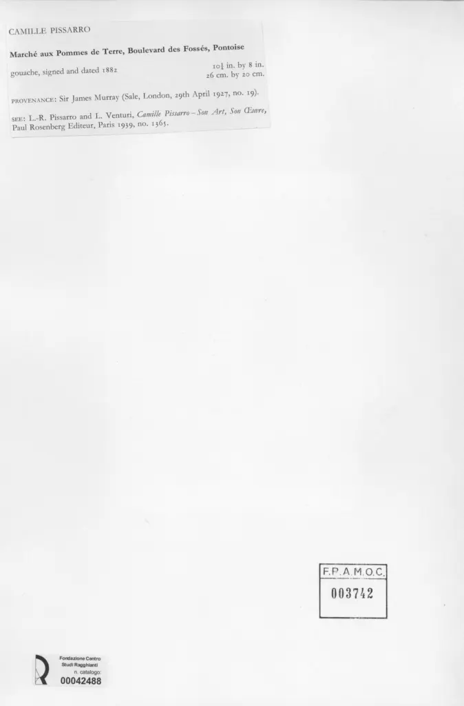 Anonimo , Pissarro, Camille - sec. XIX - March&eacute; aux Pommes de Terre, Boulevard des Foss&eacute;s, Pontoise , retro