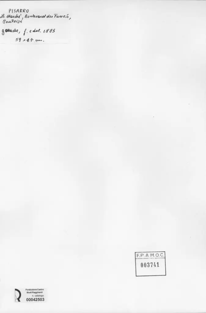 Anonimo , Pissarro, Camille - sec. XIX - Le march&eacute;, Boulevard des Fasse's, Pontoise , retro