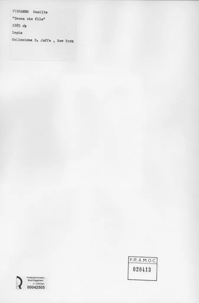 Anonimo , Pissarro, Camille - sec. XIX - Donna che fila , retro