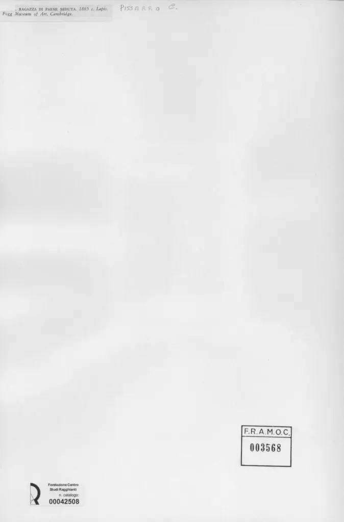 Anonimo , Pissarro, Camille - sec. XIX - Ragazza di paese seduta , retro