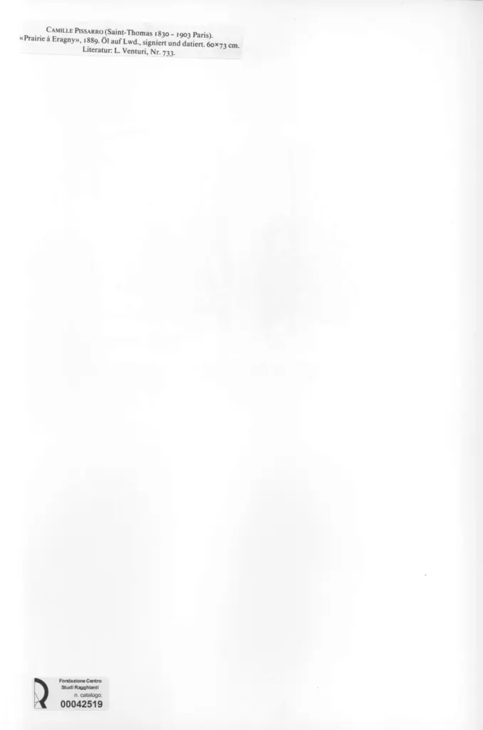 Anonimo , Pissarro, Camille - sec. XIX - Prairie &agrave; Eragny , retro