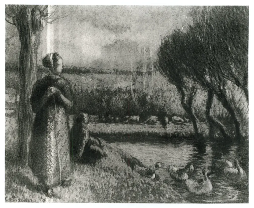 Anonimo , Pissarro, Camille - sec. XIX - Gardeuses d'oies au bord de l'Epte , fronte