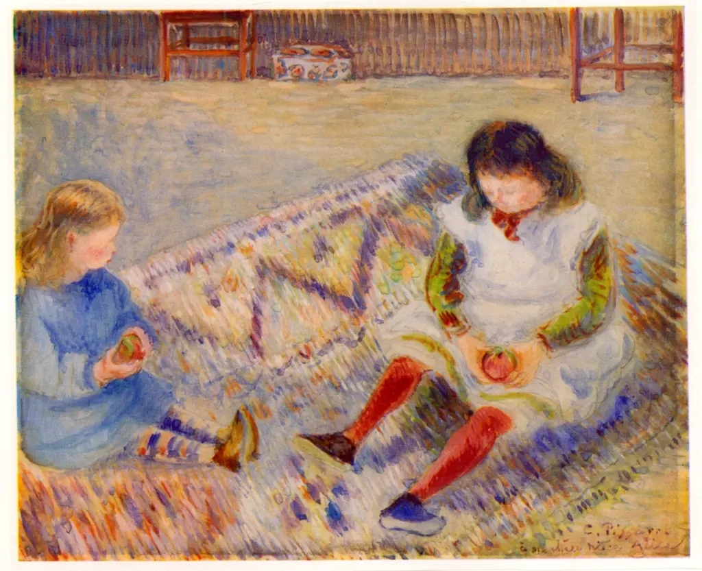 Anonimo , Pissarro, Camille - sec. XIX - Jeanne et Paul Emile jouant , fronte