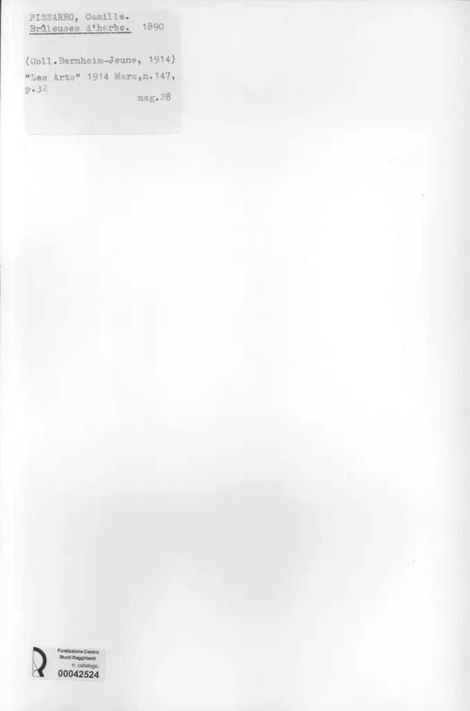 Anonimo , Pissarro, Camille - sec. XIX - Br&ucirc;leuses d'herbe , retro