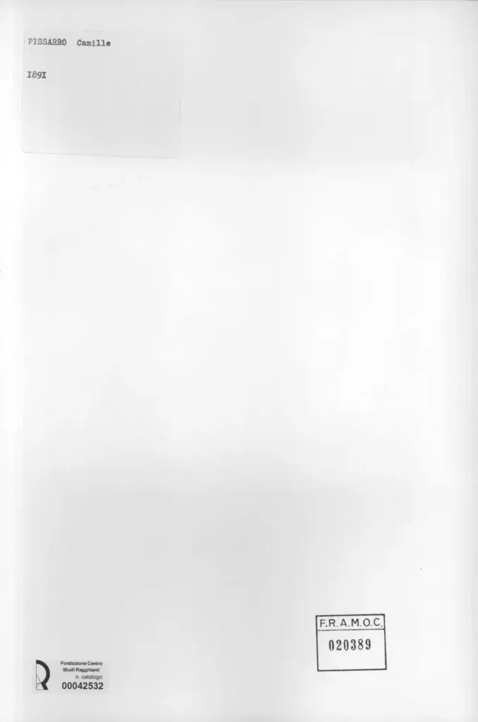 Anonimo , Pissarro, Camille - sec. XIX - Donna seduta sull'erba con oche , retro