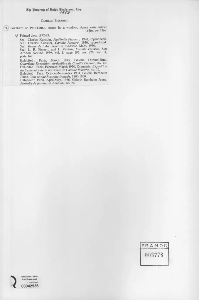 Anonimo , Pissarro, Camille - sec. XIX - Portrait de Paul&eacute;mile, seated by a window , retro