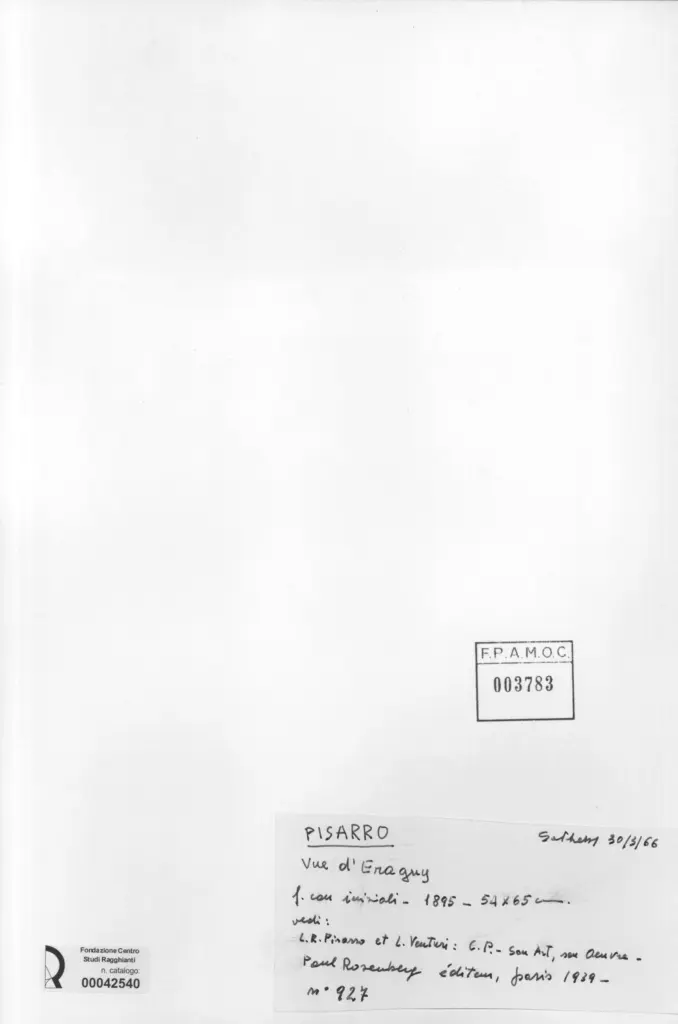 Anonimo , Pissarro, Camille - sec. XIX - Vue d'Eragny , retro