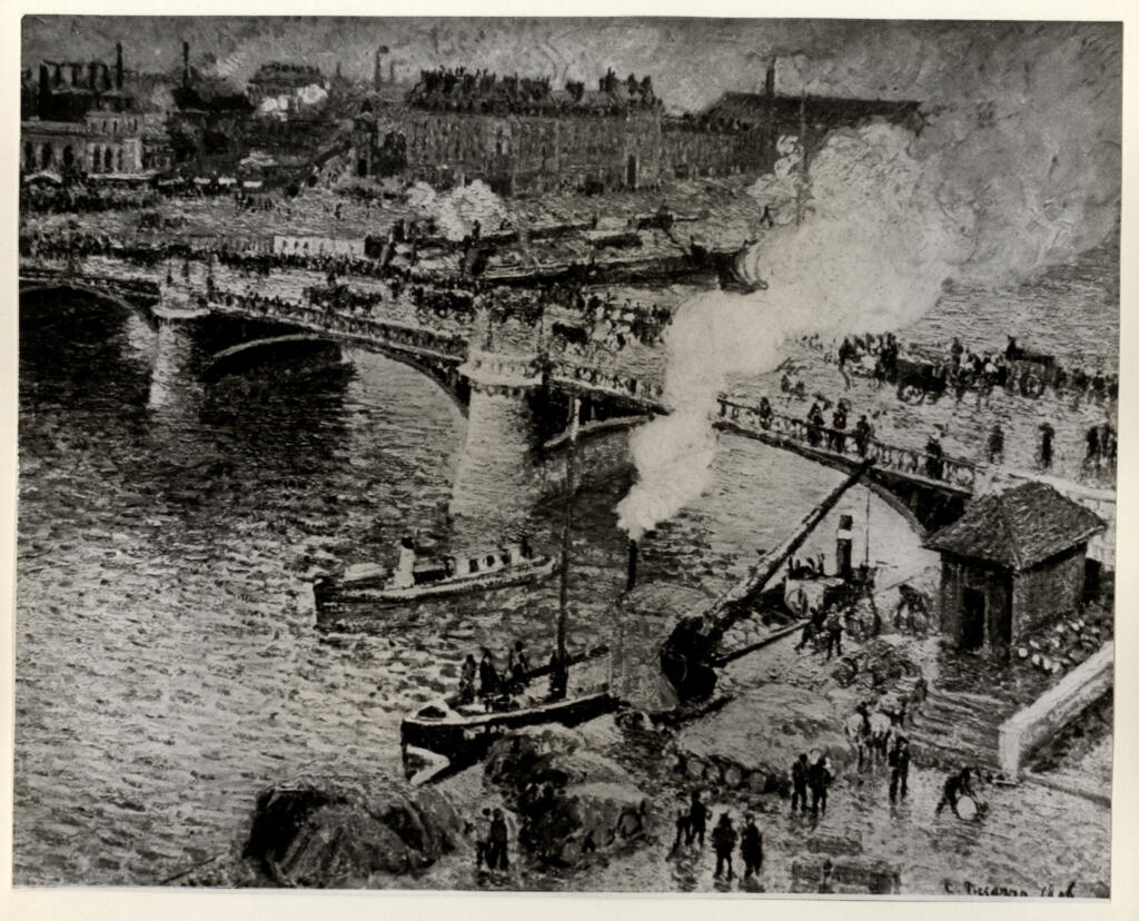 Anonimo , Pissarro, Camille - sec. XIX - Rouen. Le pont Boieldieu, temp mouillé , fronte