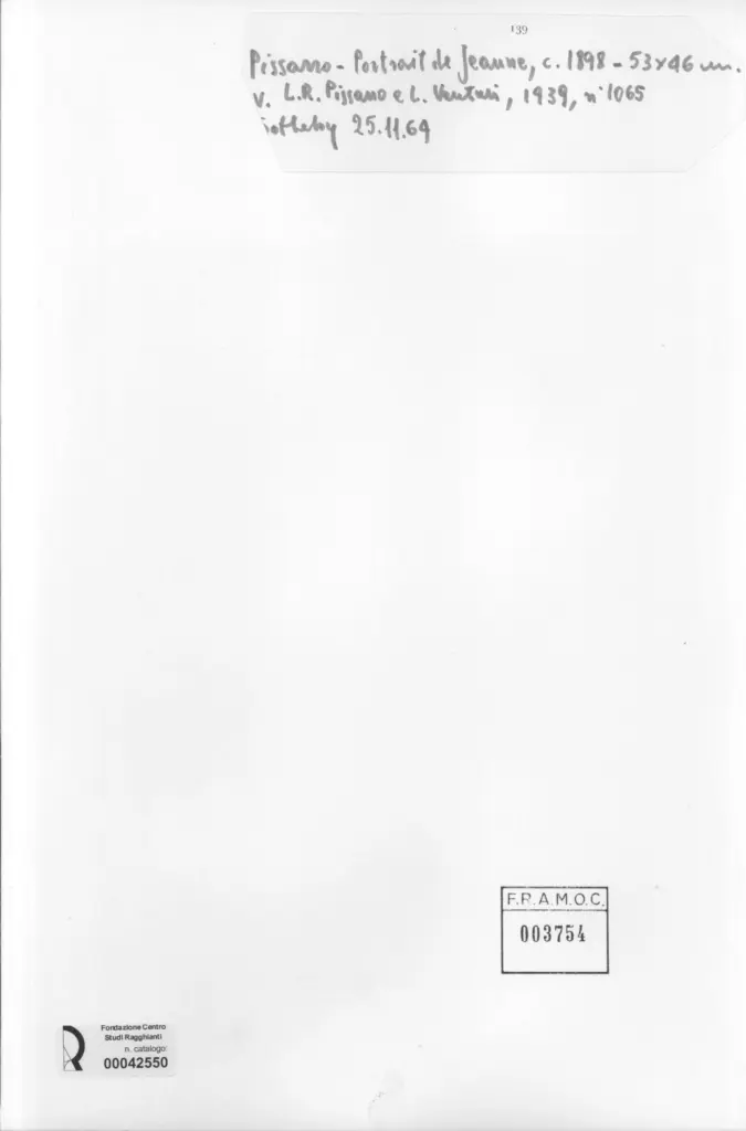 Anonimo , Pissarro, Camille - sec. XIX - Portrait de jeaune , retro